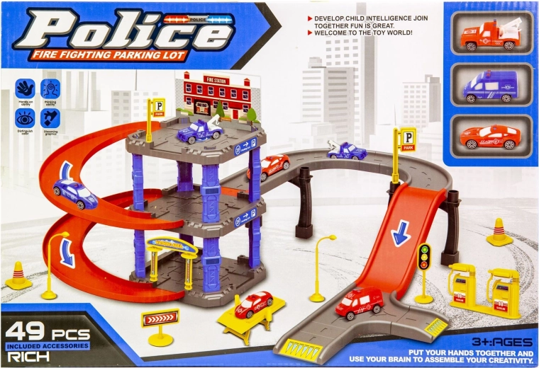 Policejní parkoviště s 3 autíčky - 1 kus