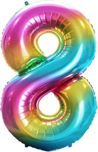 Fóliový balón číslo 8 duhový 85 cm