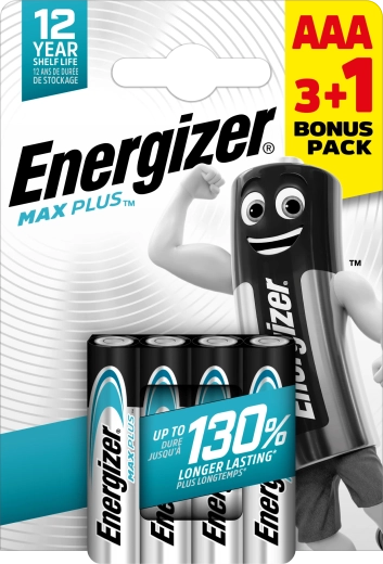 Energizer Max Plus AAA alkalické baterie 3+1 zdarma, 4 ks