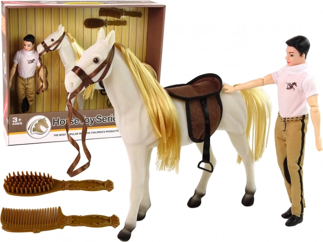 Jezdecká panenka s bílým koněm
