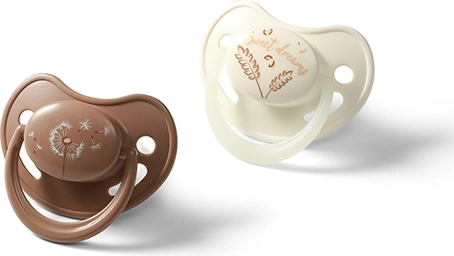 BabyOno silikonové anatomické dudlíky 18+ měsíců, 2 ks (denní + noční se svítící rukojetí)