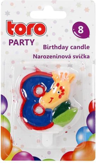 Dortová svíčka číslice 8 se žirafou, zapichovací, 5 cm