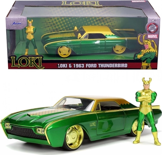 Marvel Loki Ford Thunderbird 1:24 – kovový model auta s figurkou