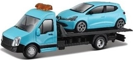 Bburago Street Fire přepravní vůz s plošinou a Renault Clio 1:43