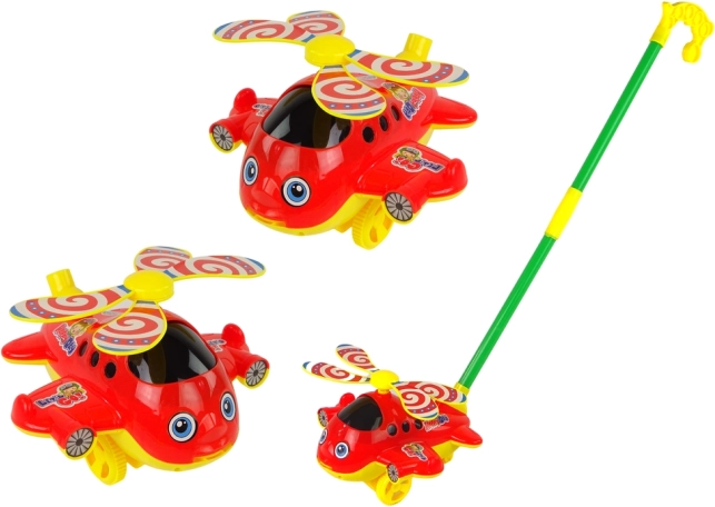 Veselá hračková helikoptéra s tyčkou