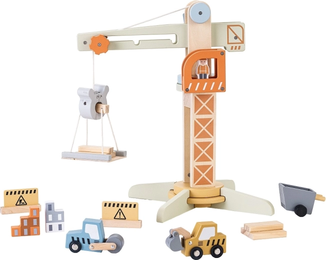 2Kids Toys dřevěný jeřáb s příslušenstvím