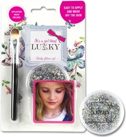 Lukky třpytivý tělový gel se štětcem stříbrný