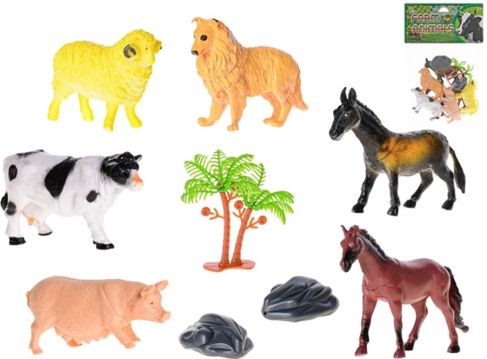 Sada farma zvířátka 8–10 cm, 6 ks s doplňky