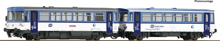 Roco dieselový motorový vůz ČD 810 472-1 s přípojným vozem BDtax (Najbrt), TT