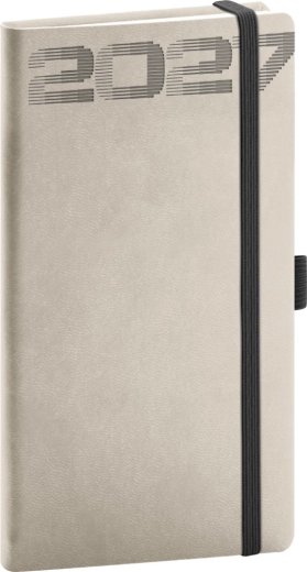 Notique kapesní diář Aprint Top 2027 světle šedý 9 × 15,5 cm