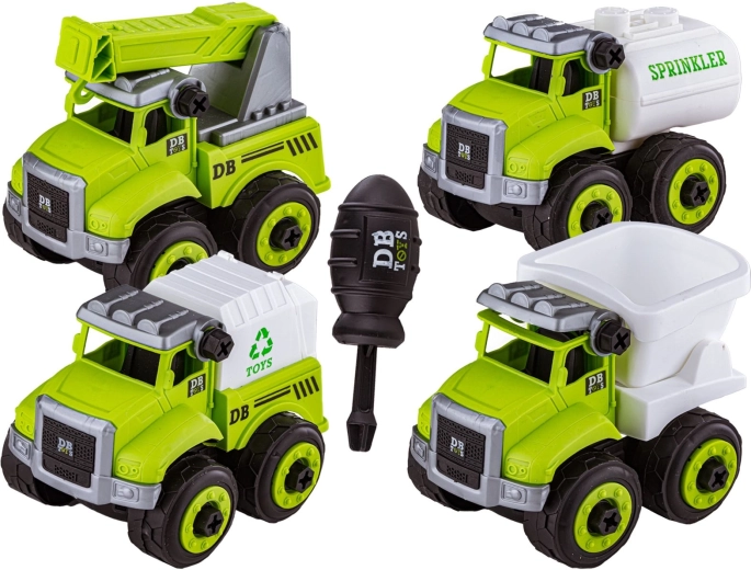 Rozebíratelné stavební vozy DB Toys 4v1 (36 dílů, 4 vozidla)