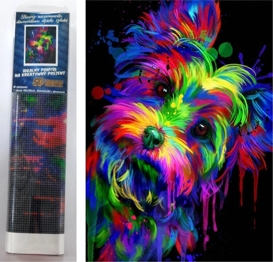 Diamantové malování – jorkšírský teriér 30 × 40 cm