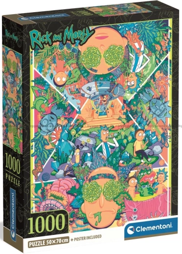 Puzzle CLEMENTONI Rick and Morty – psychedelická koláž 1000 dílků