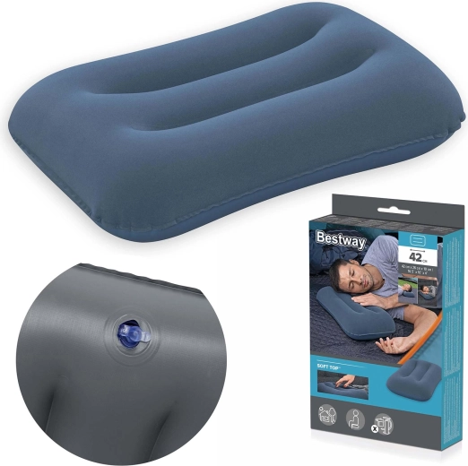 Nafukovací velurový polštář Bestway 42 × 26 cm