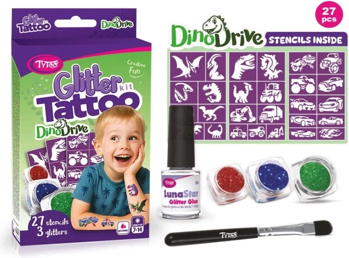 Sada třpytivých tetování DinoDrive