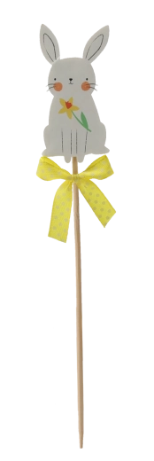 Velikonoční zápich zajíček 4 × 7,5 cm – sada 12 ks, mix 2 vzorů