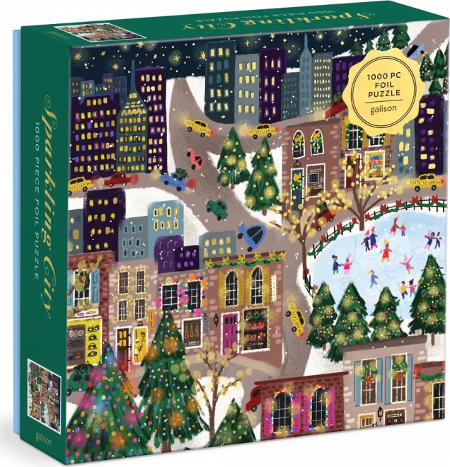 Metalické puzzle Sparkling City 1000 dílků