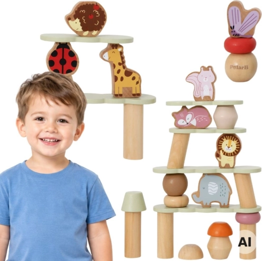 VIGA PolarB Forest Friends dřevěná balanční hra se zvířátky