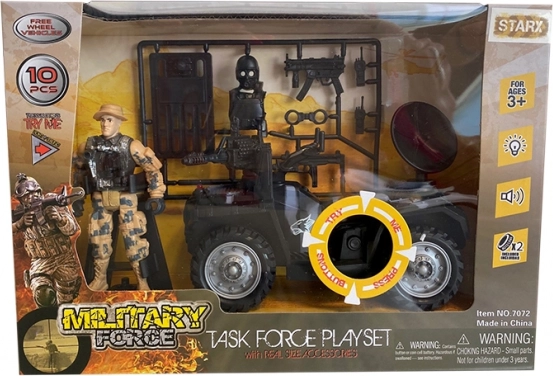Vojenská sada s vozidlem a příslušenstvím s efekty