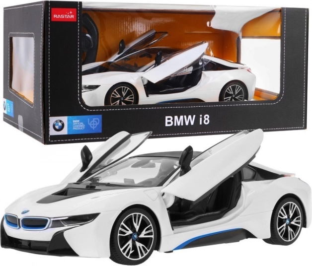 Dálkově ovládaný model BMW i8 1:14 bílý od RASTAR, 2,4 ghz
