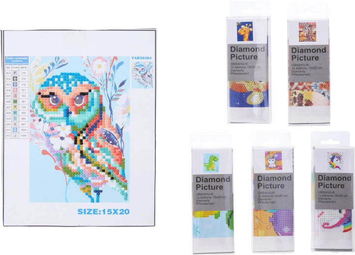 Kreativní set diamond painting 15 × 20 cm – mix motivů