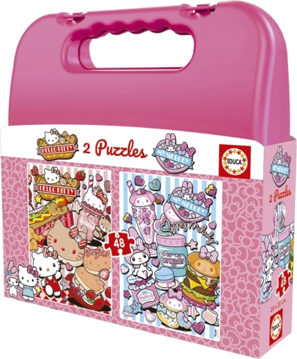 EDUCA Puzzle v kufříku Hello Kitty a přátelé 2 × 48 dílků