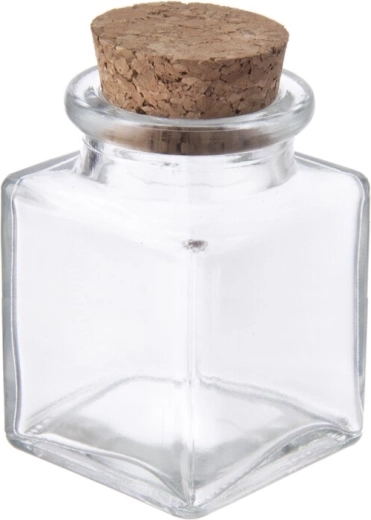Malá skleněná dóza s korkovou zátkou 80 ml