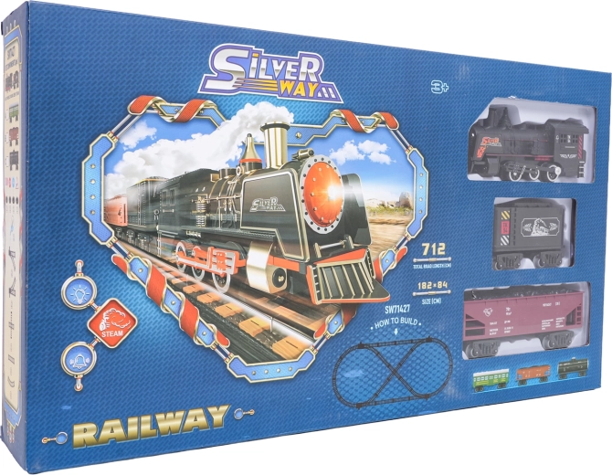 Retro vláčkodráha s kouřem, světlem a zvukem
