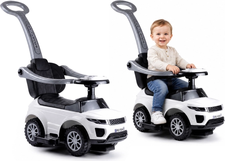 Dětské odrážedlo s vodicí tyčí Sport Car bílé