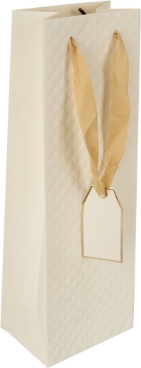 Dárková papírová taška na víno quilt béžová 12 × 9 × 35 cm