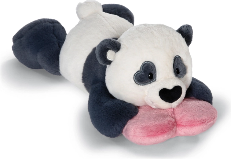Nici plyšová panda Love se srdíčkem, ležící 20 cm