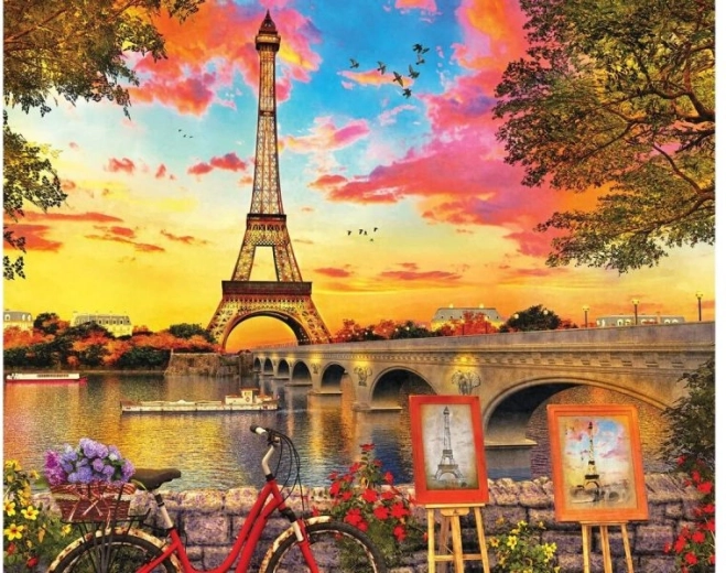 Diamantové vyšívání (diamond painting) panorama Paříže – Eiffelova věž 40 × 30 cm - 1 kus