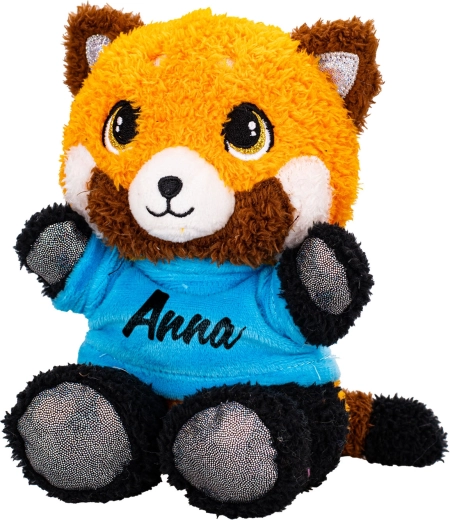 Plyšová panda červená 17 cm v tričku s potiskem