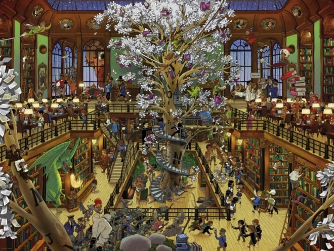 Puzzle 1500 dílků – Knihovna, Oesterle + plakát