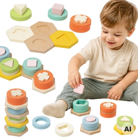 Classic World Montessori třídička tvarů a barev s věží