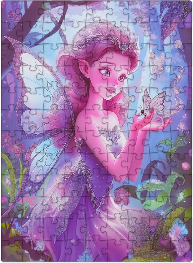 Puzzle s fialovou vílou, 100 dílků