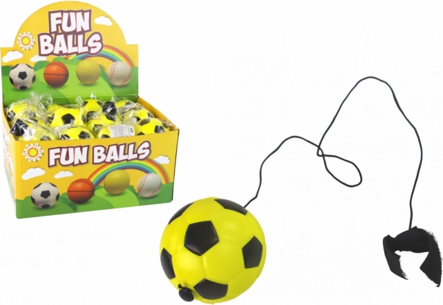 Fotbalový míček na gumičce jojo 6 cm – žlutý