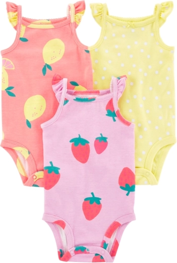 Carter's dívčí body na ramínka Dots Fruit 3 ks (3 m)