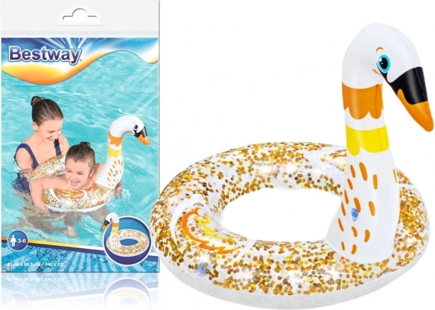 Dětské nafukovací plavecké kolo labuť 61 × 61 cm BESTWAY