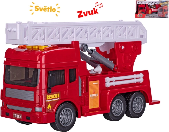 Hasičské auto s výsuvným žebříkem se světlem a zvukem 28 cm