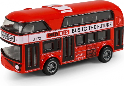 Kovový londýnský dvoupatrový autobus na zpětný chod 9,5 cm