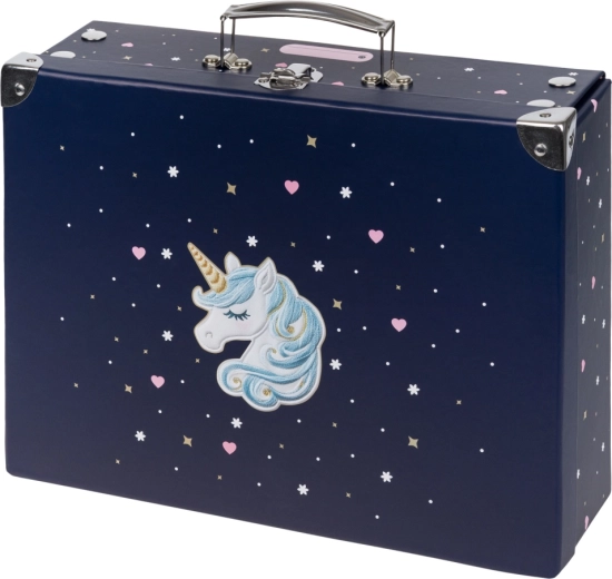 Baagl skládací školní kufřík Unicorn Gold s kováním