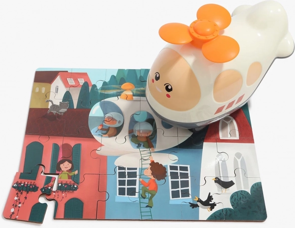 Dřevěné puzzle s hračkou vrtulník 24 dílků TOP BRIGHT