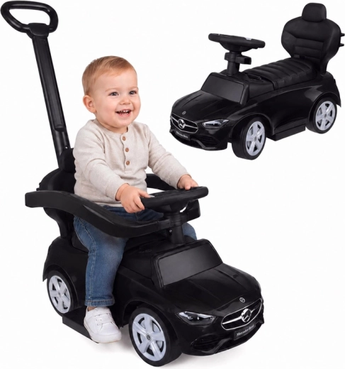 Mercedes-Benz dětské odrážedlo s vodicí tyčí 2v1 (černé)