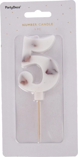 Dortová svíčka květ bílá číslo 5, 8 cm