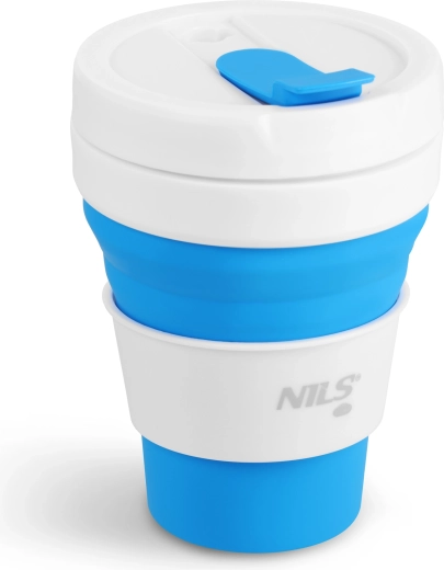 Skládací silikonový cestovní hrnek NILS Camp 475 ml modrý