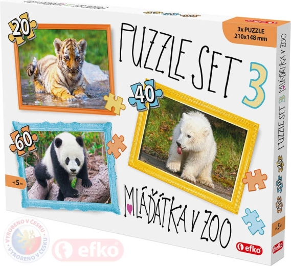 EFKO puzzle 3v1 mláďátka v zoo 21 x 15 cm