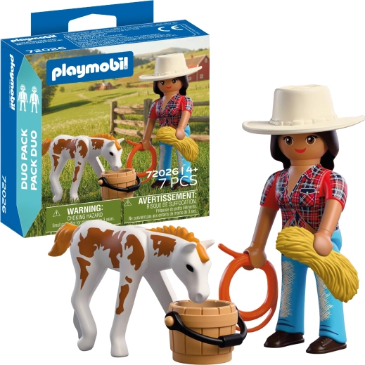 Playmobil Duo Pack kovbojka se hříbětem a doplňky