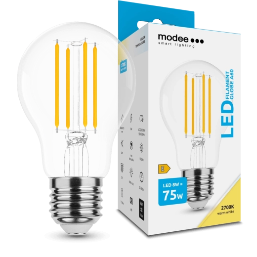 Modee Smart Lighting LED filamentová žárovka Globe E27 8 W teplá bílá