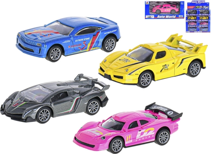 Kovové sportovní autíčko 1:43 se zpětným chodem, 10 cm